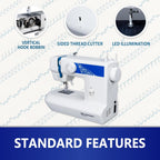 MILLEPUNTI MMA20 First Time Sewing Machine for Adults, 13 Built-in Stitches, Beginner Accessories Kit, Lightweight & Compact, DIY Sewing Projects for Seniors, Adults, New Home, Starters