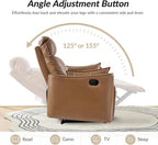 HULALA HOME Faux Leather Oversized Recliner Chair, Manual Pushback Recliner with Extra Wide Seat and Thick Padded Backrest for Living Room, Camel