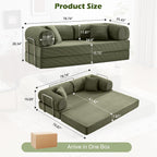 Sofa Bed, 79" Convertible Sleeper Sofa with Pull Out Bed, 5-in-1 Folding Corduroy Futon Couch, Modular Loveseat Sofa Bed for Living Room, Bedroom & Apartment, Green