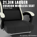 Gaming Chair, High Back Fabric Computer Chair with Pocketed Spring Cushion and Footrest, Height Adjustable Game Chair with Headrest and Lumbar Support (Beige & Black)