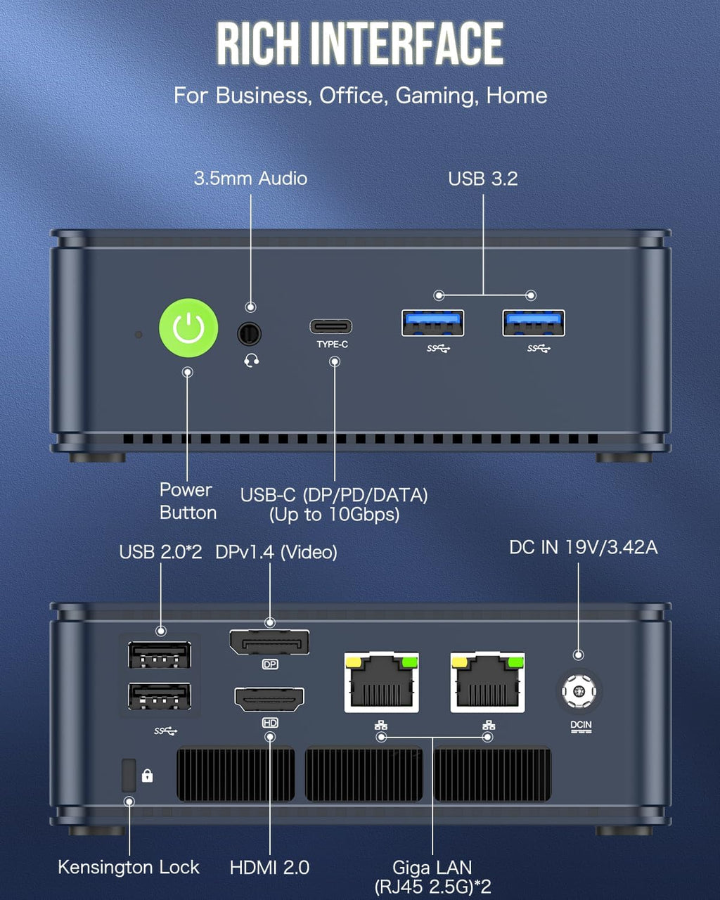 GMKtec M5 Plus Gaming Mini PC Ryzen 7 5825U (Upgraded 7430U)  32GB RAM 1TB SSD Dual NIC LAN 2.5GbE Desktop Computers Office Home  Triple 4K Display  WiFi 6E  USB3.2  USB-C  BT 5.2  DP  HDMI