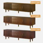 Mid Century Modern TV Stand for 75 inch TV, 66.9" Walnut TV Console with 2 Storage Cabinet & 2 Drawers, Entertainment Center, Media Console for Living Room/Bedroom