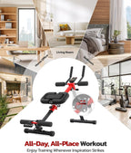 Yoleo 2 in 1 Ab & Rowing Machines for Home, Foldable Ab Workout Equipment, Ab Trainer Machine for Stomach Workout, Ab Crunch Machine with Foam Support,7-Length Adjustable Ab Machine for Home Exercise