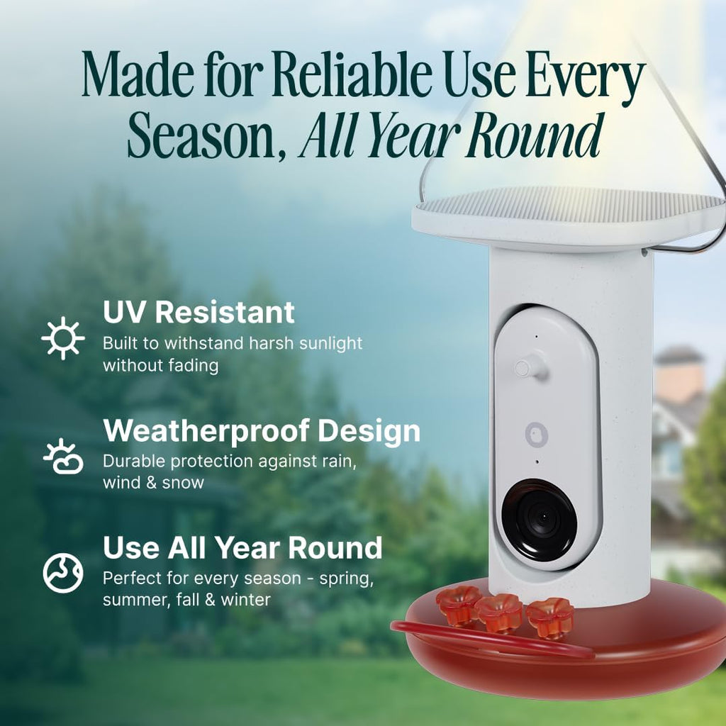 Birdbuddy Smart Solar Pro Hummingbird Feeder with Camera - AI Bird Identification  2K Video  5MP Photos  Outdoor Hanging  Gift for Bird Watching