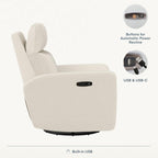 Nurture& The Glider Plus - Premium Nursery Power Recliner | Swivel Chair with Adjustable Head Support | Adjustable Lumbar Support Built in USB The Ultimate Comfort for Nursing, Relaxing (Boucle Creme)