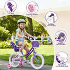 XJD Girls Bike for Toddlers 3-9 Years Old Kids, 12 14 16 Inch Kids Bike with Training Wheels, Streamers, Basket and Doll Seat