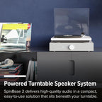 Andover Audio Spinbase 2 Speaker System Designed for Turntables; Phono Input  BT  Analog and Optical Input  ISOGroove Anti-Feedback  with Remote Control (Black)