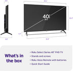 Roku Smart TV – 40-Inch Select Series, 1080p Full HD TV – Roku TV with Voice Remote – Flat Screen LED Television with Wi-Fi for Streaming Live Local News, Sports, Family Entertainment