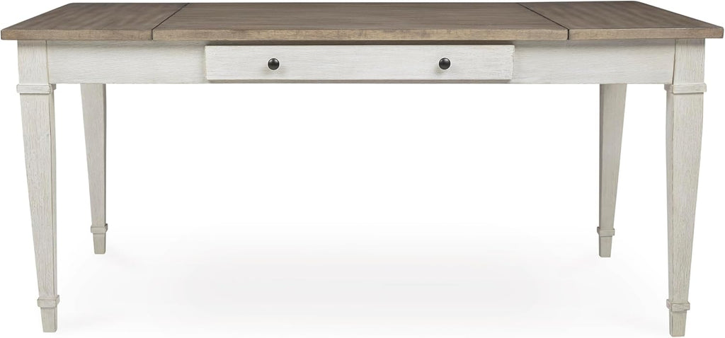 Signature Design by Ashley Skempton Farmhouse Rectangular Dining Room Table with Storage, White & Light Brown