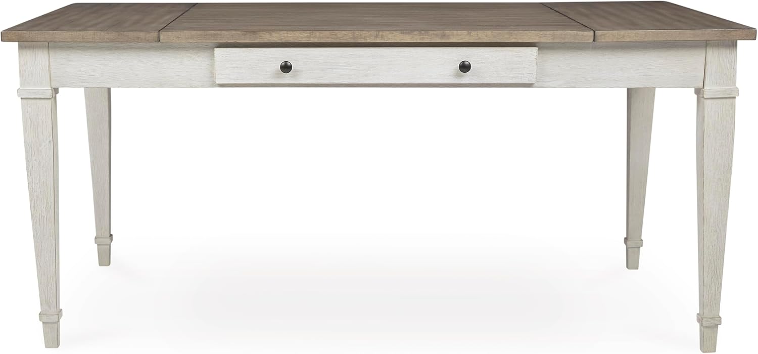 Signature Design by Ashley Skempton Farmhouse Rectangular Dining Room Table with Storage, White & Light Brown