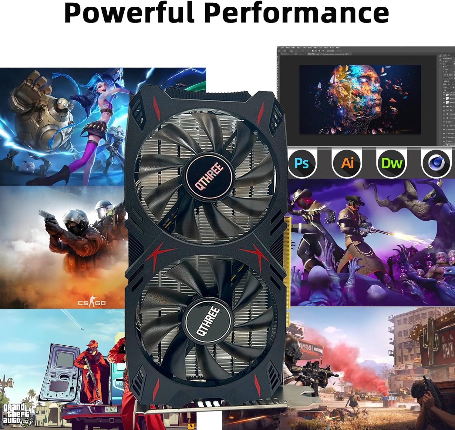 QTHREE Geforce GTX 960 4GB Graphics Card, GDDR5 128-bit, DP, HDMI, DVI, Video Card for PC, Computer GPU, PCI Express x16