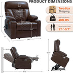 EONIX Small Power Lift Recliner Chair for Elderly with Heat and Massage, 400lbs Heavy Duty Electric Recliner Chairs for Adults with Cup Holders and USB Charging Ports, SLRY019020, Dark Brown