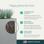 PolyStone Monterray Square Outdoor Planter  23" L x 23" W x 19" H – Lightweight Modern Garden & Patio Planter  Weather Resistant Indoor/Outdoor Décor  Black