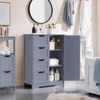 Yaheetech Large Bathroom Storage Cabinet, Freestanding Floor Cabinet with 4 Dawers and 1 Door, Adjustable Shelf, Bathroom Storage Organizer with 3 Shelves, for Living Room Kitchen Hallway, Gray