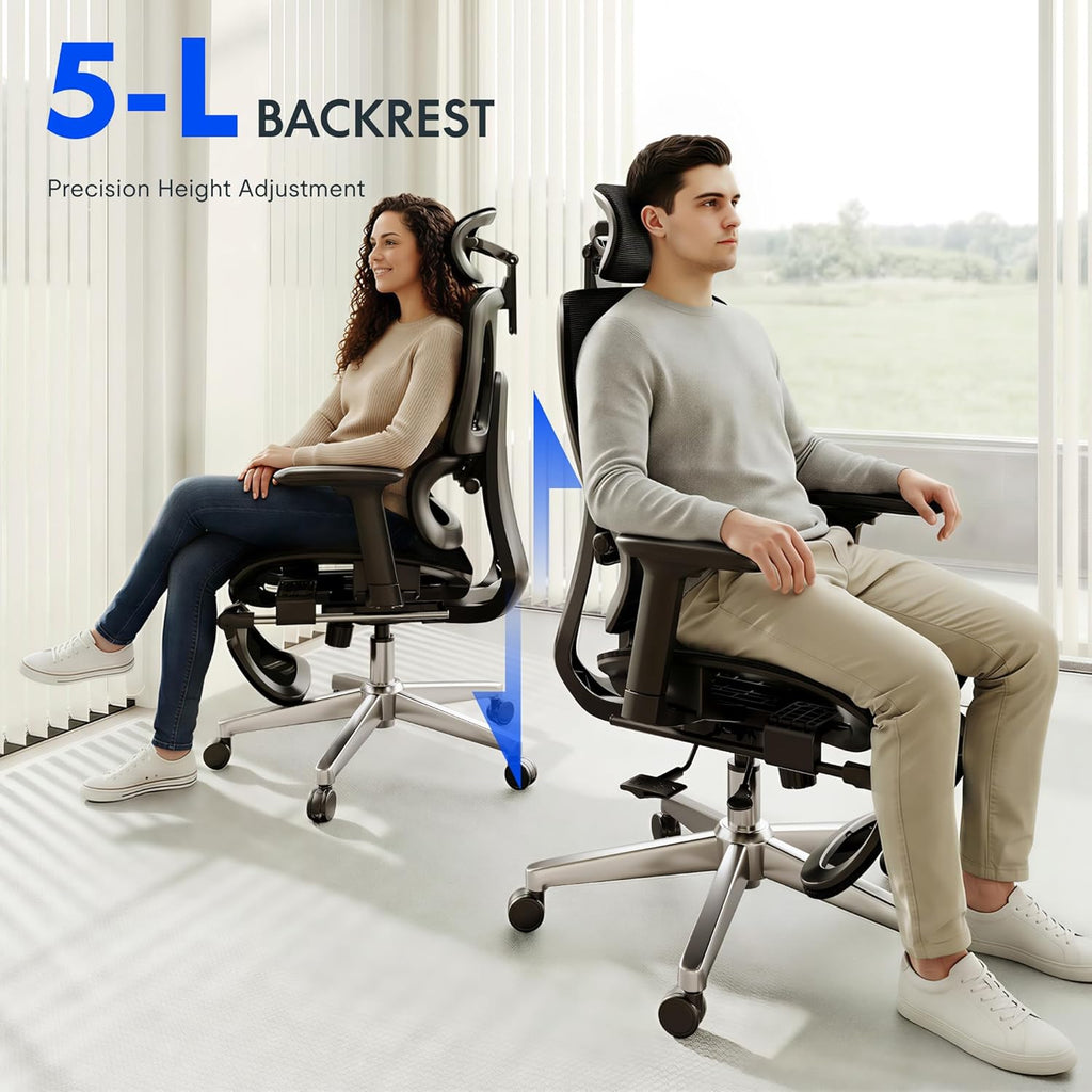 FLEXISPOT ErgoX Premium Ergonomic Office Chair with Footrest- Adjustable 3D Armrests, Dynamic Lumbar Support, Recline & Tilt Function, Mesh Seat, for Home & Office Use,Dark Grey