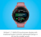 Garmin Forerunner 265S Running Smartwatch  Colorful AMOLED Display  Training Metrics and Recovery Insights  Light Pink and Powder Gray (Renewed)