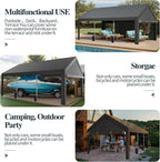 Shintenchi 12x20 FT Heavy-Duty Design Carport,Portable Garage Canopy,Carport Canopy with Side-Opening Removable Door & Roll-Up Window,Portable Car Port for Car, Truck, Boat,Grey