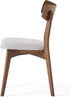 Dining Chairs Set of 4, Mid Century Modern Dining Chairs with Curved Backrest and Wood Legs, Walnut Finished Frame Upholstered Dining Room Chairs for Kitchen, Living Room (Light Beige)