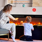 60 in Electric Fireplace, Recessed/Wall Mounted Linear Fireplace with WiFi & Remote Control, Multicolor Flame Effect, 750W/1500W Heating, Includes Log & Crystal Decor, Black