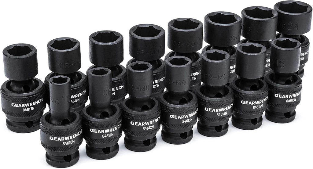 GEARWRENCH 1/2-Inch 6 Point Metric Universal Impact Socket Set (15 Piece) - 84939N