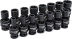 GEARWRENCH 1/2-Inch 6 Point Metric Universal Impact Socket Set (15 Piece) - 84939N