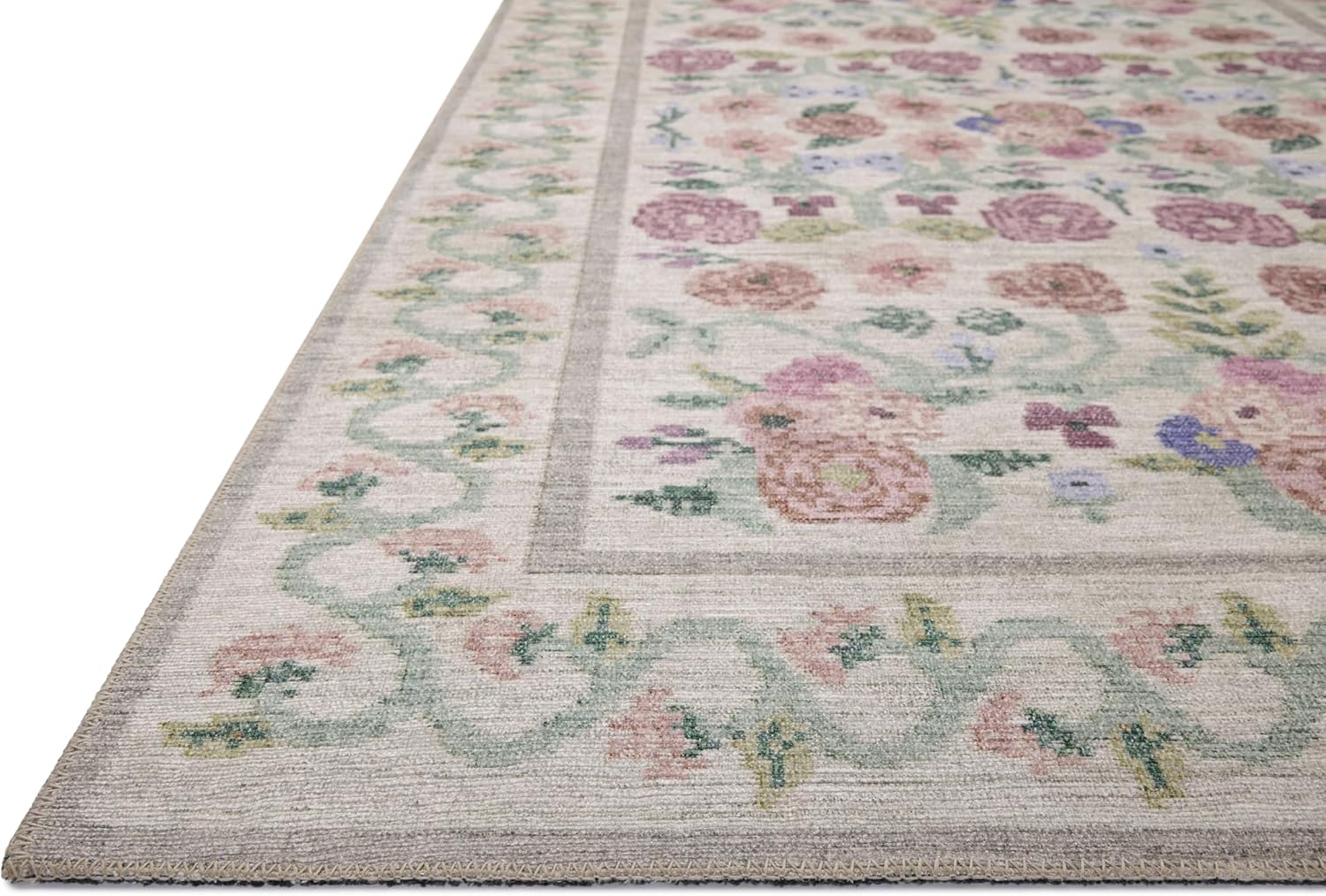 Loloi Rifle Paper Co. Rosa Collection RSA-01 Ivory 7'-6" x 9'-6" Area Rug