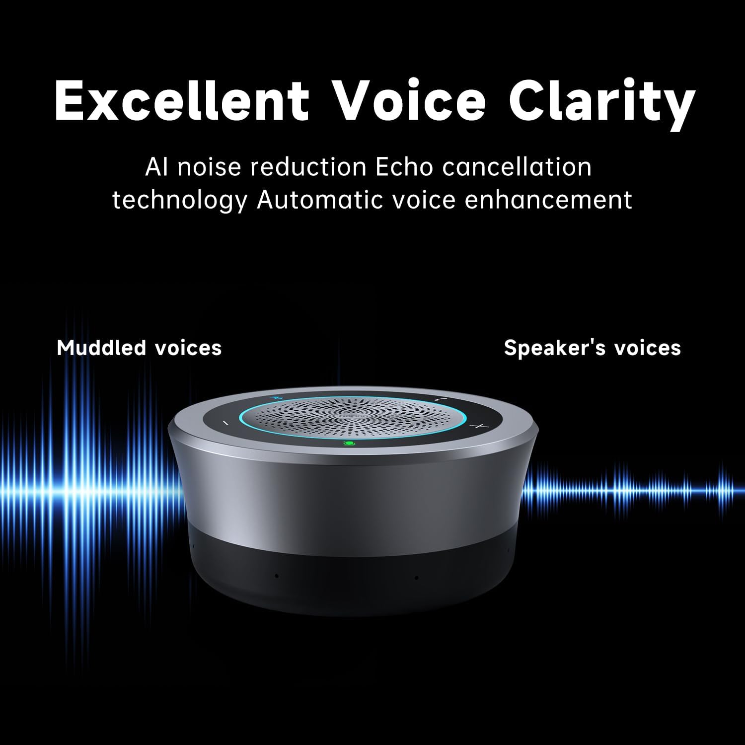 Horion HM-5U Conference Speaker and Microphone with AI, Bluetooth Speakermic for Conference Calls, 8 Mics, 32kHz, 26ft Voice Pickup, 8 Speakerphones Daisy-Chained, Works with Zoom/Microsoft/Teams