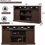 Farmhouse TV Stand for 80 Inch TVs, 37.4"Tall Entertainment Center w/Storage Cabinets and Sliding Barn Door, Media Console Cabinet w/Soundbar & Adjustable Shelves for Living Room, 70 inch (Brown)
