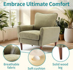 OLIXIS Comfy Accent Chair for Living Room Bedroom and Waiting Room, Upholstered Mid-Century Reading Chair with Pillow and Solid Wood Legs, Wide Singe Modern Lounge Sofa (Green)