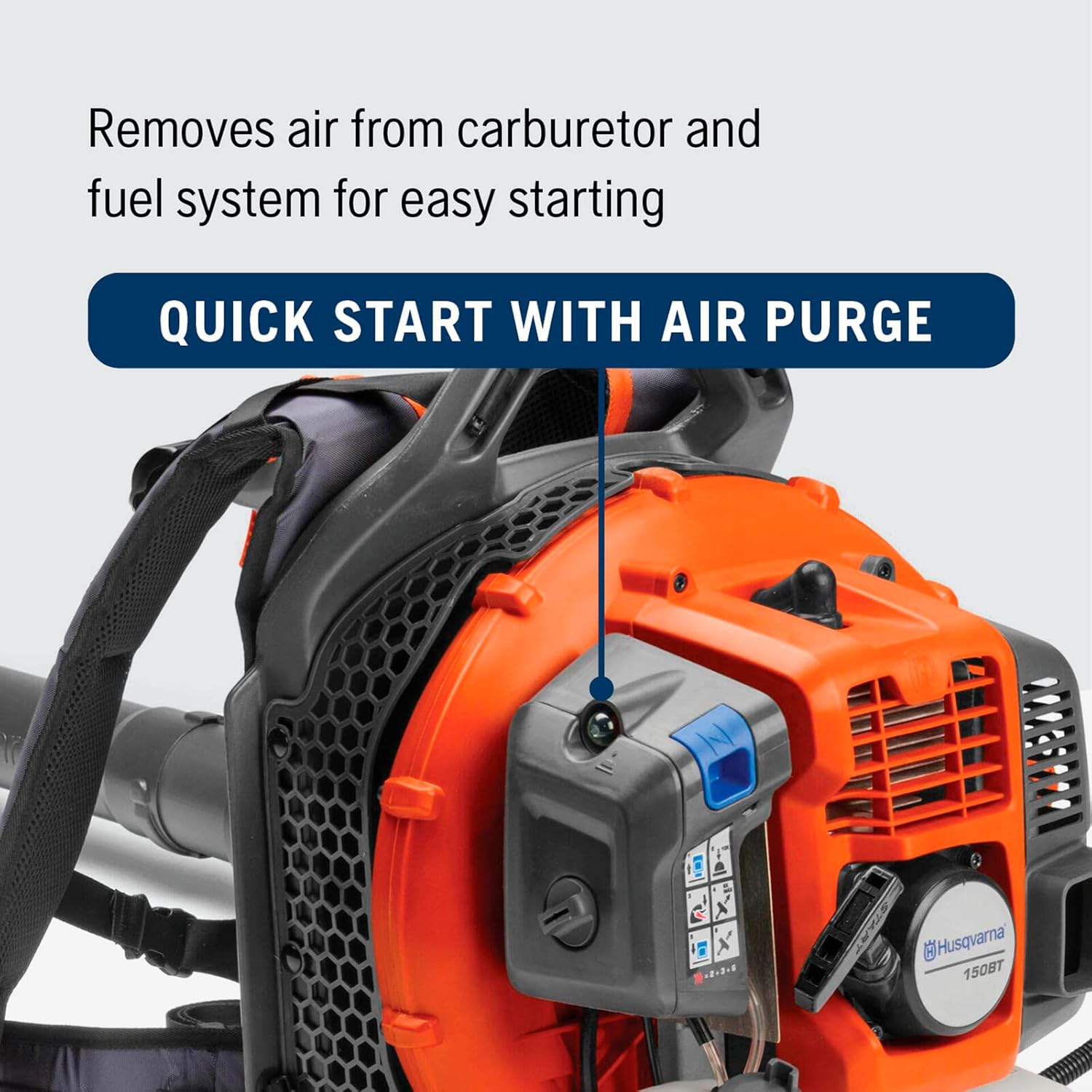 Husqvarna 150BT Gas Leaf Blower  51-cc 2.16-HP 2-Cycle Backpack Leaf Blower  765-CFM  270-MPH  22-N Powerful Clearing Performance and Ergonomic Harness System  970466901