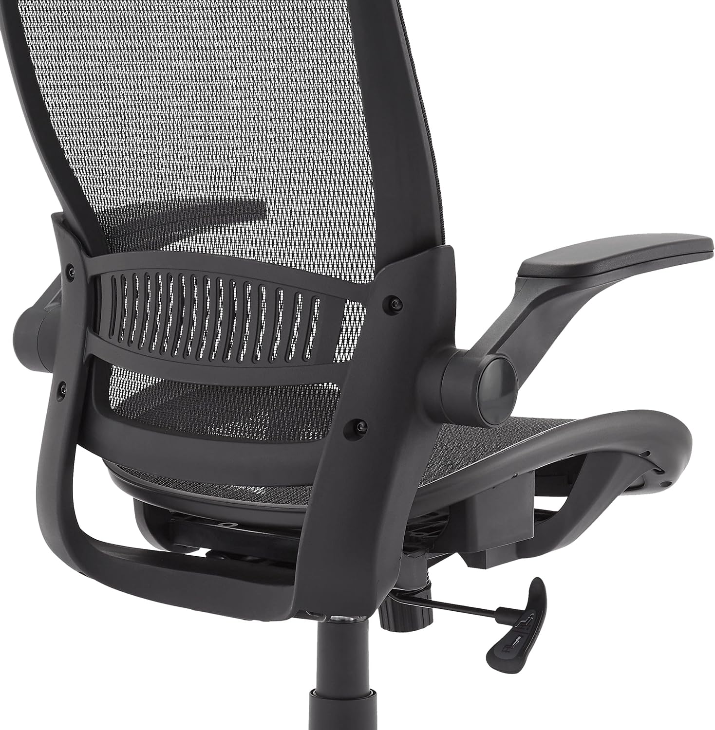 Amazon Basics Ergonomic High-Back Office Chair, Breathable Mesh, 360° Swivel, Easy to Assemble, Comfortable Flip-Up Armrests, 25.5"D x 26.25"W x 49.25"H, Black
