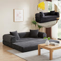78 Inch Convertible Futon Sofa Bed,Folding Boneless Couches with Sleeper Sofa,Fold Out Floor Sofa Couch with Deep Seat,Cloud Corduroy Foldable Mattress Couch for Living Room (Dark Grey)