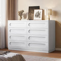 White Dresser for Bedroom with 8 Drawers, 47.2" Wide Dresser for Closet with Deep Drawer, Large Wood TV Stand, Modern Chest of Drawers for Bedroom, Hallway