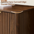 67" Fluted Buffet Cabinet Sideboard with Storage, Large Credenza with 6 Doors Accent Storage Cabinets Mid Century Modern Sideboard for Living Room Kitchen (Walnut)