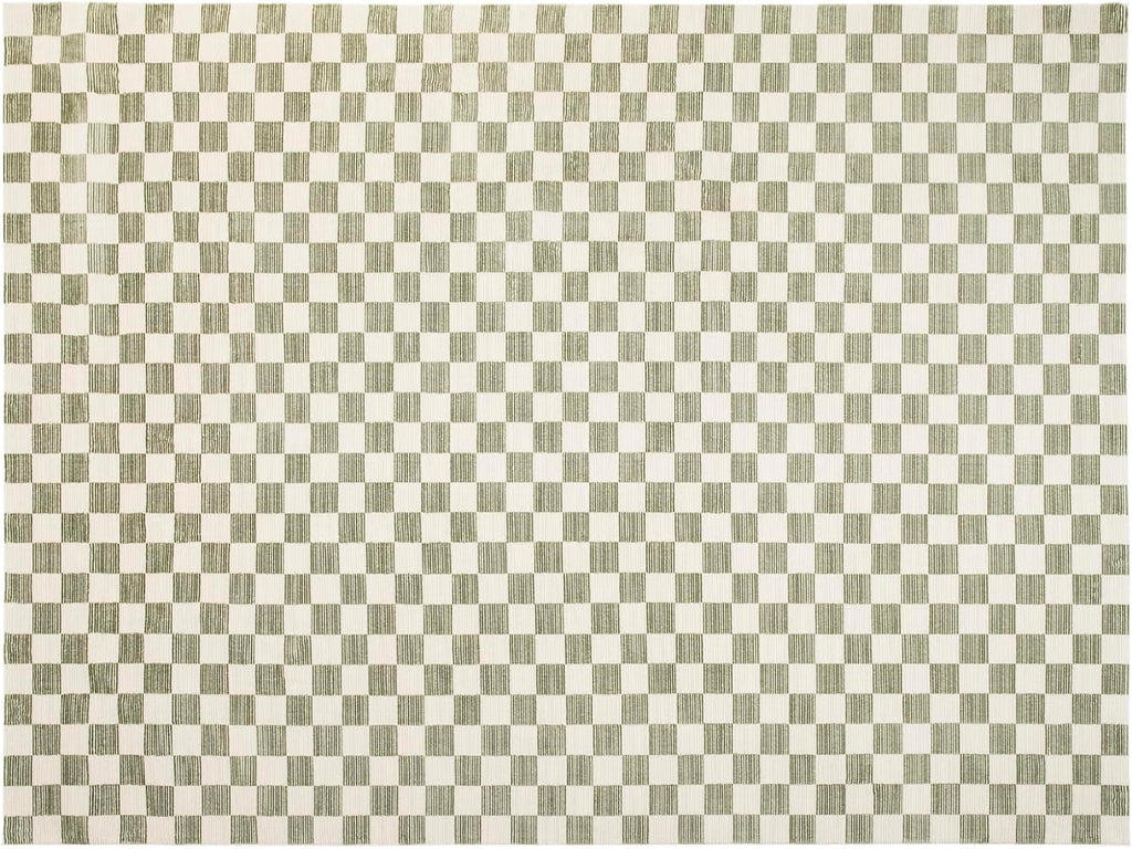 Revival Rugs Gambit 9'2"x12'2" Washable Area Rug for Living Room Bedroom - 100% Recycled Oeko-TEX Certified, Medium Pile, Green, Beige