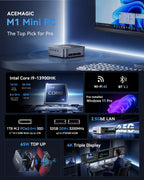 ACEMAGIC M1 Mini PC Windows 11 Pro  Intel Core i9 13900HK 32GB RAM 1TB SSD Computers(14C/20T up to 5.4GHz)  Small Desktop for Business Home Office Everyday Use  Beat i9-12900HK/R7 7840HS/6800H 54W MAX