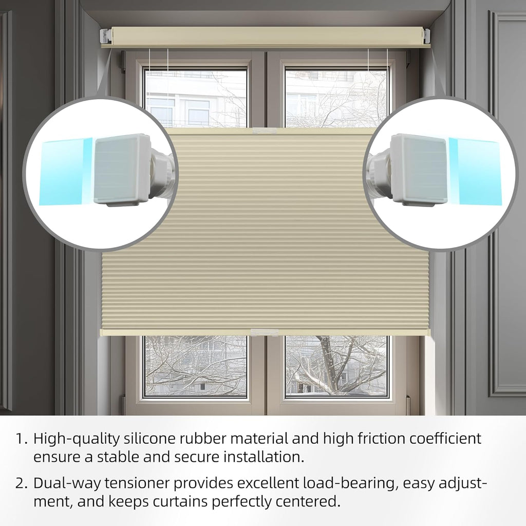 BERISSA Top Down Bottom Up Cordless Cellular Shades No Tools No Drill Blinds for Windows Shades for Indoor Windows Easy to Install,52" W x 52" H ?100% Blackout Beige...