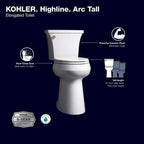 KOHLER Extra Tall Highline Arc Complete Solution 2-piece 1.28 GPF Single Flush Elongated Toilet in White (Seat Included) 78305-0