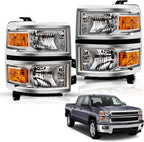 TUSDAR Headlights Assembly Fits For 2014 2015 Chevy Silverado 1500 Pickup Truck [Halogen Factory OE Style] Headlamp Replacement Pair Front Lamps LH+RH Driver & Passenger Side