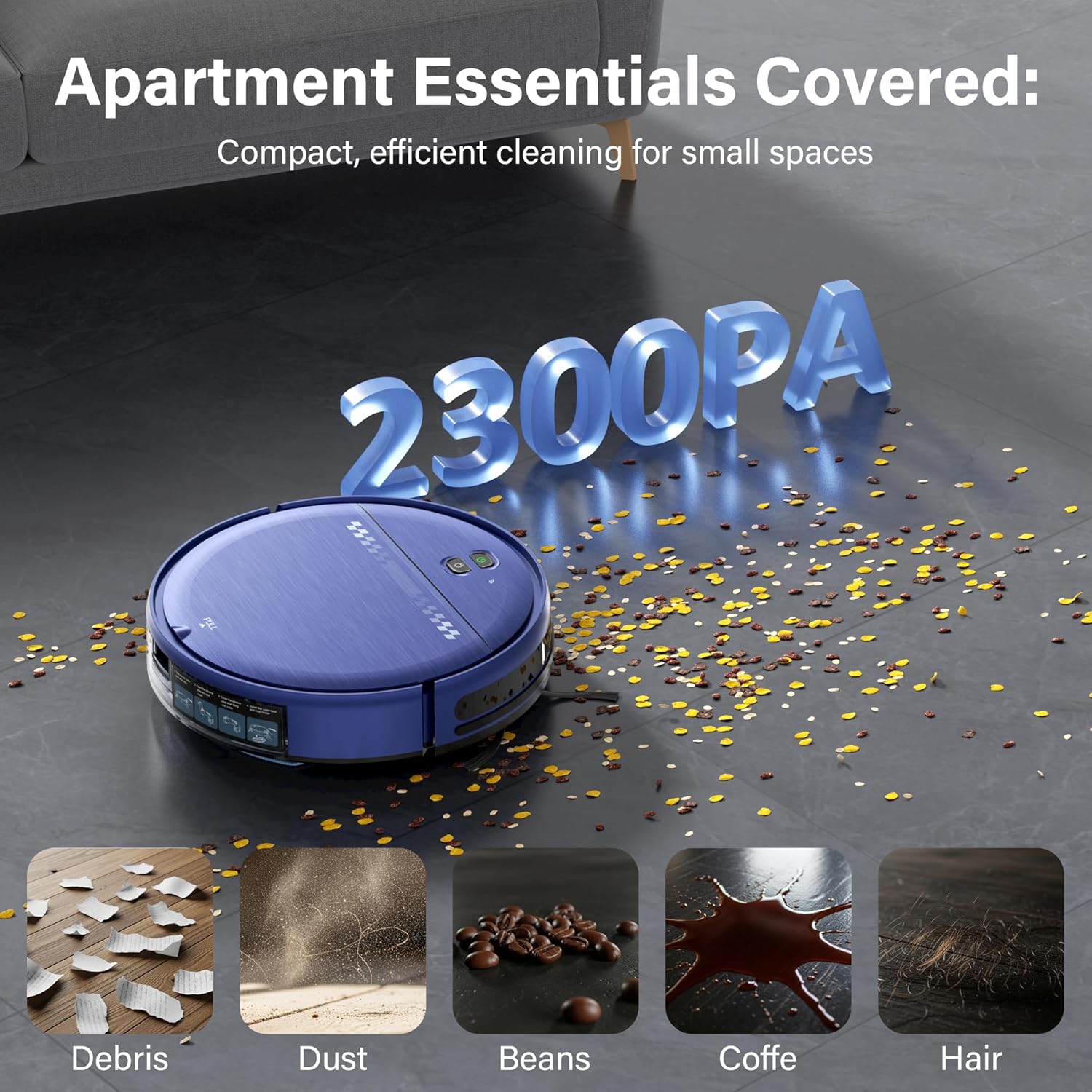 Robot Vacuum and Mop Combo, 2-in-1 Robot Vacuum Cleaner, 2.87'' Slim Design, Wi-Fi/App/Voice Control, 3D Obstacle Avoidance & Self-Charging Robotic Vacuum for Hard Floors, Carpets, Pet Hair