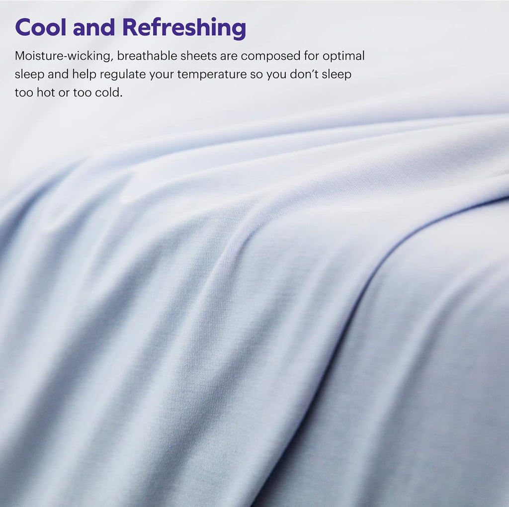 Purple SoftStretch Sheets, King/Cal King, Rayon Blend, Moisture-Wicking, Stormy Grey, Fits Other Mattresses, Stretch for Adaptive Support