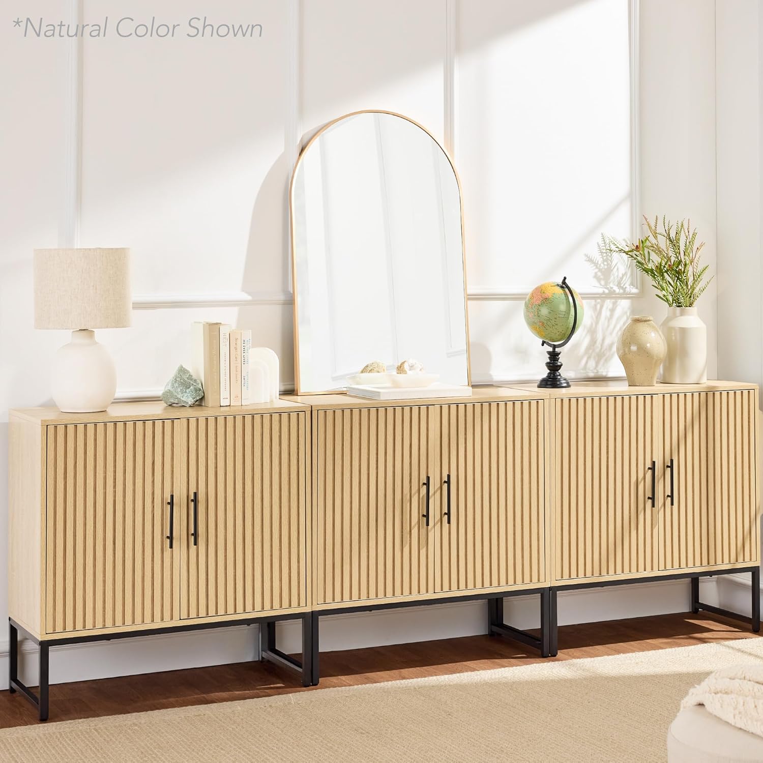 Best Choice Products Slatted Sideboard Buffet Cabinet, Entryway Table, Accent Storage Cabinet, Console Table for Hallway, Living Room, Dining Room – Black
