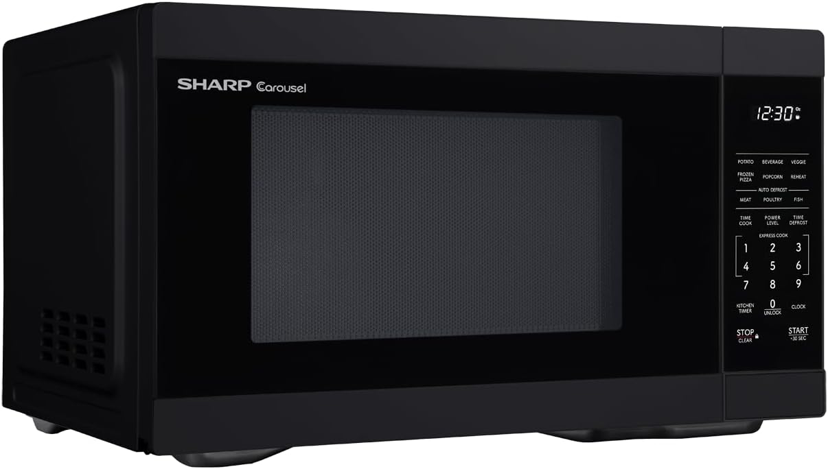 SHARP Countertop Microwave Oven with Removable 12.4" Carousel Turntable, 1000 Watt, 1.1 Cubic Feet, Black