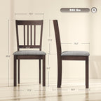 HOMCOM Dining Chairs Set of 2, Solid Wood Kitchen Chairs, Mid Century Modern Linen Fabric Upholstered for Dining Room, Living Room, Espresso Frame and Gray Upholstery