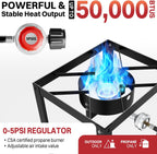 18QT Outdoor Propane Fish Fryer | 50,000 BTU Propane Deep Fryer | Includes 2 Baskets | Lid | Cover | 9" Fryer Tong & 6" Thermometer | Perfect for Cooking Fish, Chicken Wings, and Fries