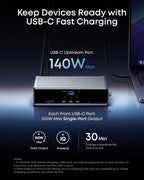 Anker Prime Docking Station (DL7400)  14-Port Triple Display with DisplayLink  140W Max  Smart Display  Triple 4K 60Hz  Cooling Fan  for macOS and Windows (The Latest DisplayLink Driver Required)