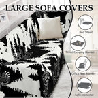 1OO% Waterproof Sectional Couch Covers for Dogs L Shaped Corner Sofa Cover Washable Chenille Sofa Slipcovers Blanket Modern Jacquard Pet Furniture Protector (91"x252", Black Forest)