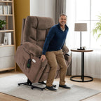 MCombo Power Lift Recliner Chair with Extended Footrest for Elderly People, Fabric 7287/7087 (Brown, Medium)
