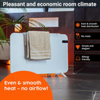 Könighaus 800W Smart Dual Space Heater – Wall heater and mobile use – WiFi App Control & Remote – Includes Towel Rack, Stand Feet & Mounting Kit – Color: White