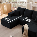 107" Cloud Modular Sectional Couches, Modern Convertible U Shaped Couch, 3 Seat Corduroy Comfy Deep Seat Sectional Sofa Oversize Deep Seat Sofa